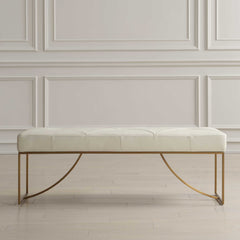 Swale Ivory Leather Bench - Ornate Home