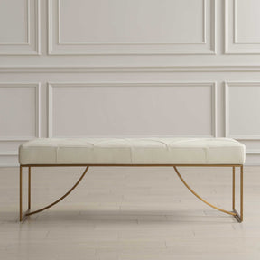 Swale Ivory Leather Bench - Ornate Home