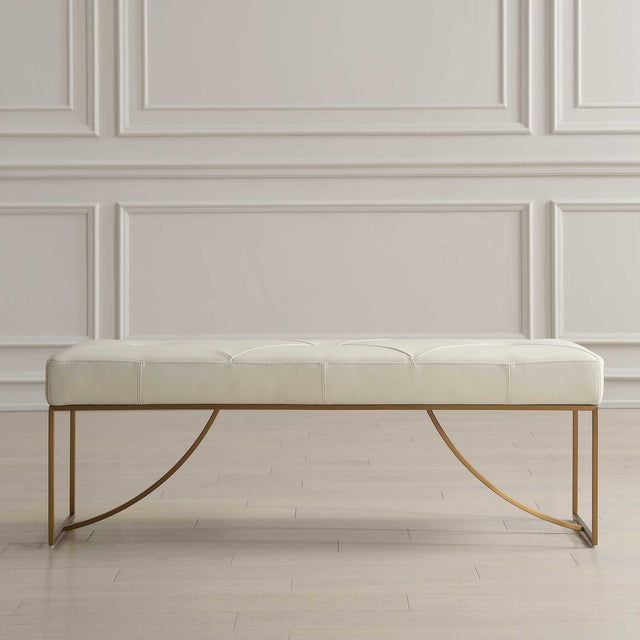 Swale Ivory Leather Bench - Ornate Home