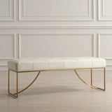 Swale Ivory Leather Bench - Ornate Home