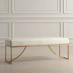 Swale Ivory Leather Bench - Ornate Home