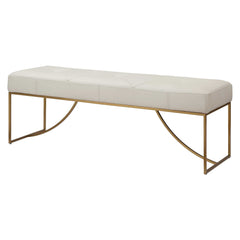 Swale Ivory Leather Bench - Ornate Home