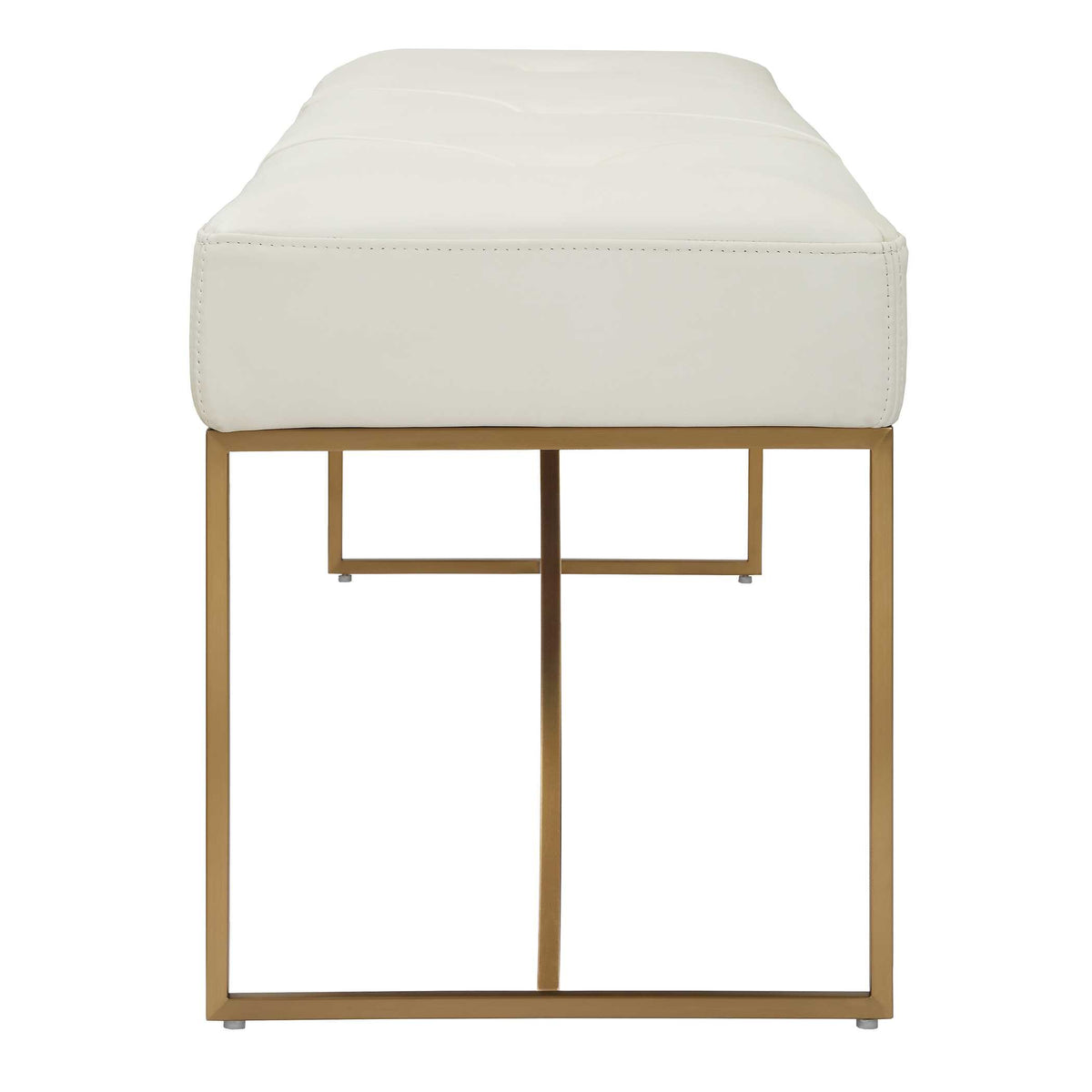 Swale Ivory Leather Bench - Ornate Home