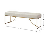 Swale Ivory Leather Bench - Ornate Home