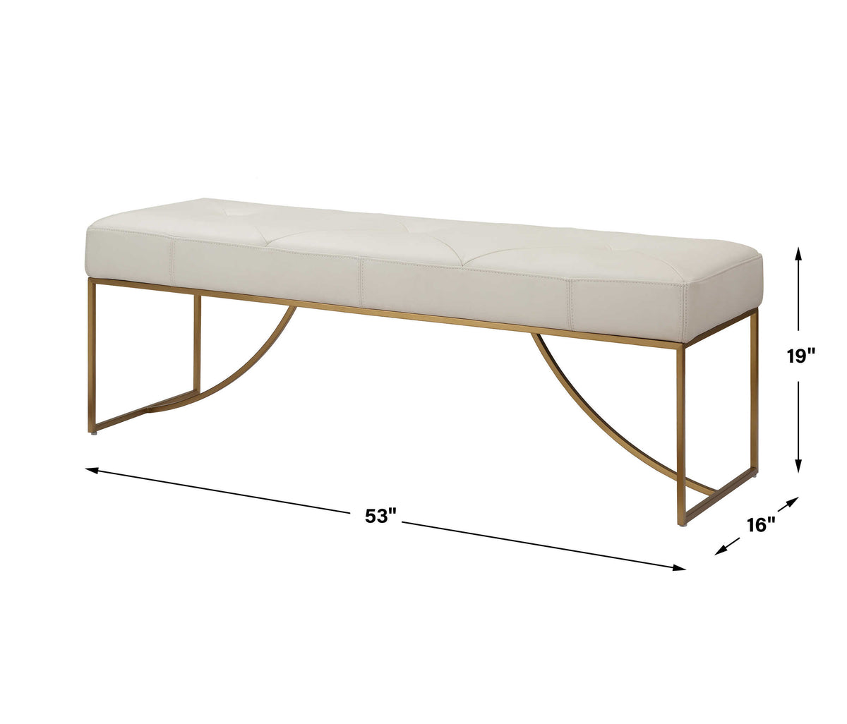 Swale Ivory Leather Bench - Ornate Home