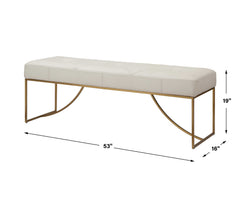 Swale Ivory Leather Bench - Ornate Home