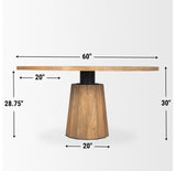Swanson Light Brown 60" Round Pedestal Dining Table