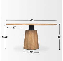 Swanson Light Brown 60" Round Pedestal Dining Table