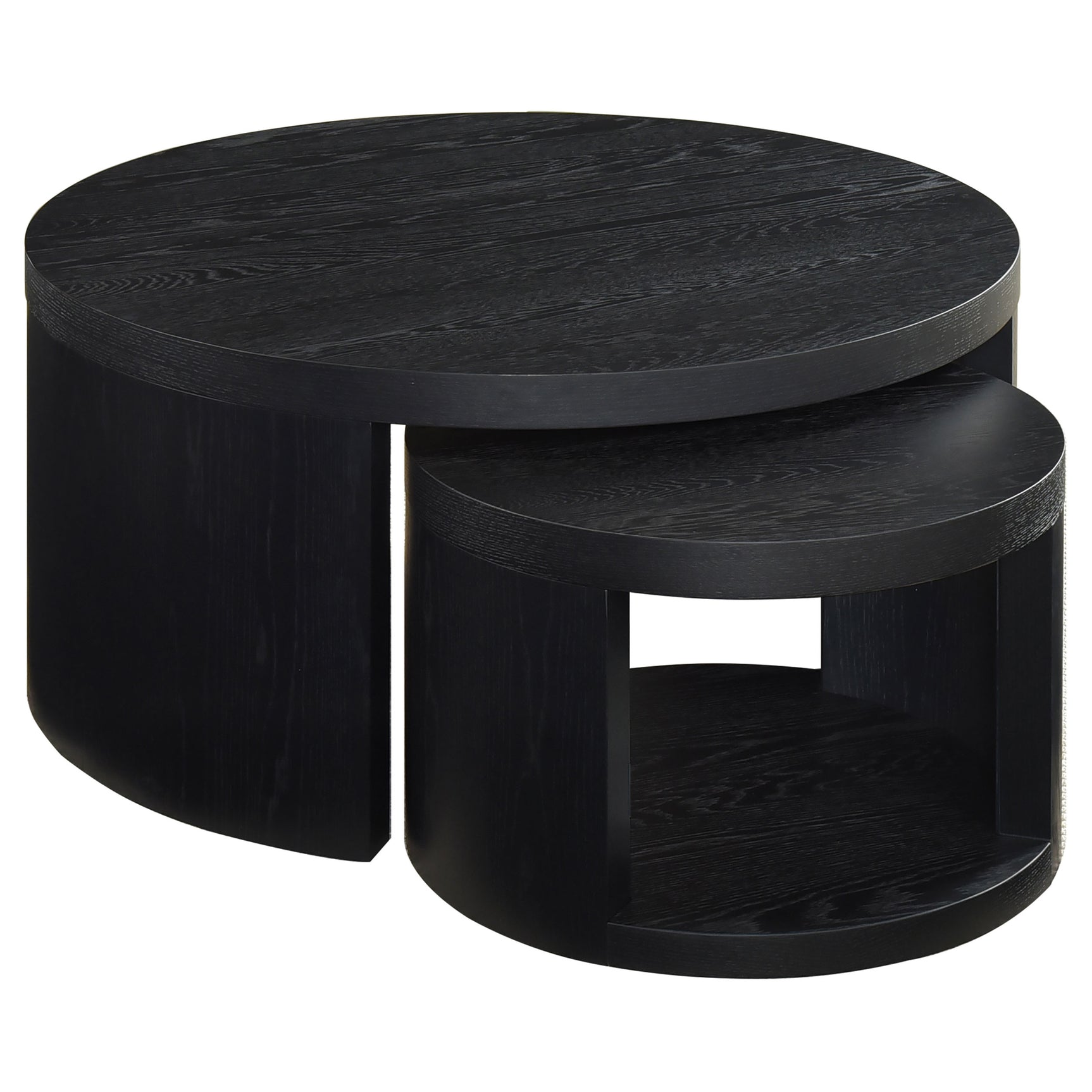 Sweeney Black 2-piece Round Wood Occasional Nesting Table Set - Ornate Home