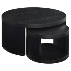 Sweeney Black 2-piece Round Wood Occasional Nesting Table Set - Ornate Home