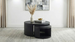 Sweeney Black 2-piece Round Wood Occasional Nesting Table Set - Ornate Home