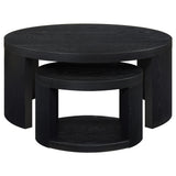 Sweeney Black 2-piece Round Wood Occasional Nesting Table Set - Ornate Home