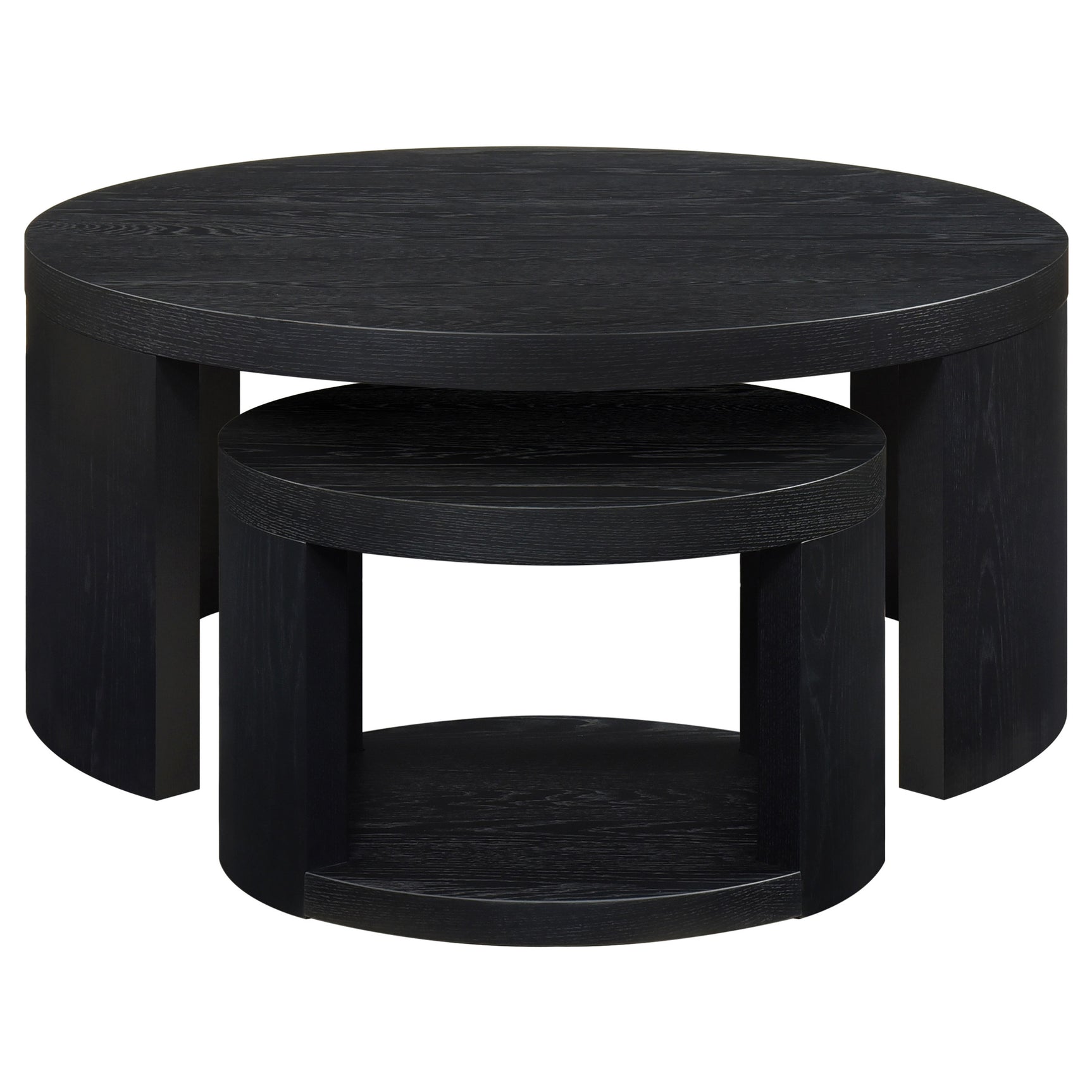 Sweeney Black 2-piece Round Wood Occasional Nesting Table Set - Ornate Home