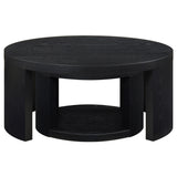 Sweeney Black 2-piece Round Wood Occasional Nesting Table Set - Ornate Home