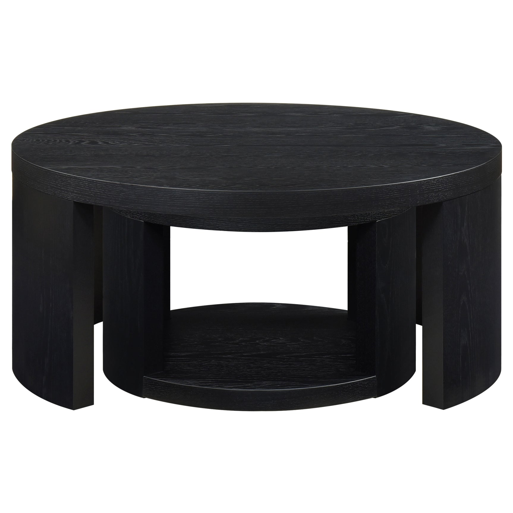 Sweeney Black 2-piece Round Wood Occasional Nesting Table Set - Ornate Home