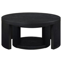 Sweeney Black 2-piece Round Wood Occasional Nesting Table Set - Ornate Home