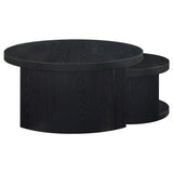 Sweeney Black 2-piece Round Wood Occasional Nesting Table Set - Ornate Home
