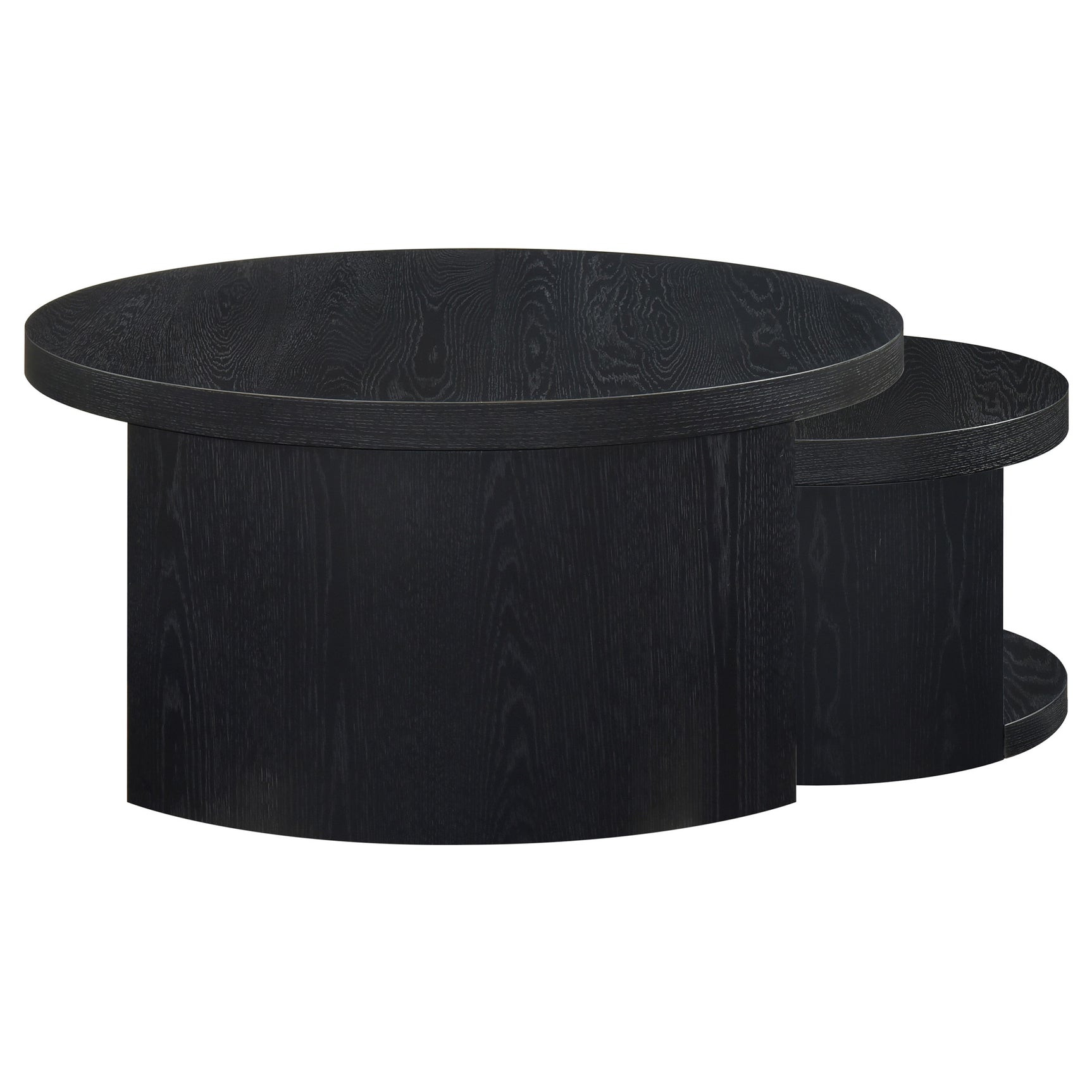 Sweeney Black 2-piece Round Wood Occasional Nesting Table Set - Ornate Home