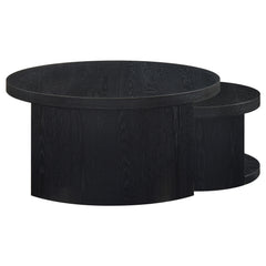Sweeney Black 2-piece Round Wood Occasional Nesting Table Set - Ornate Home