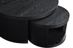Sweeney Black 2-piece Round Wood Occasional Nesting Table Set - Ornate Home