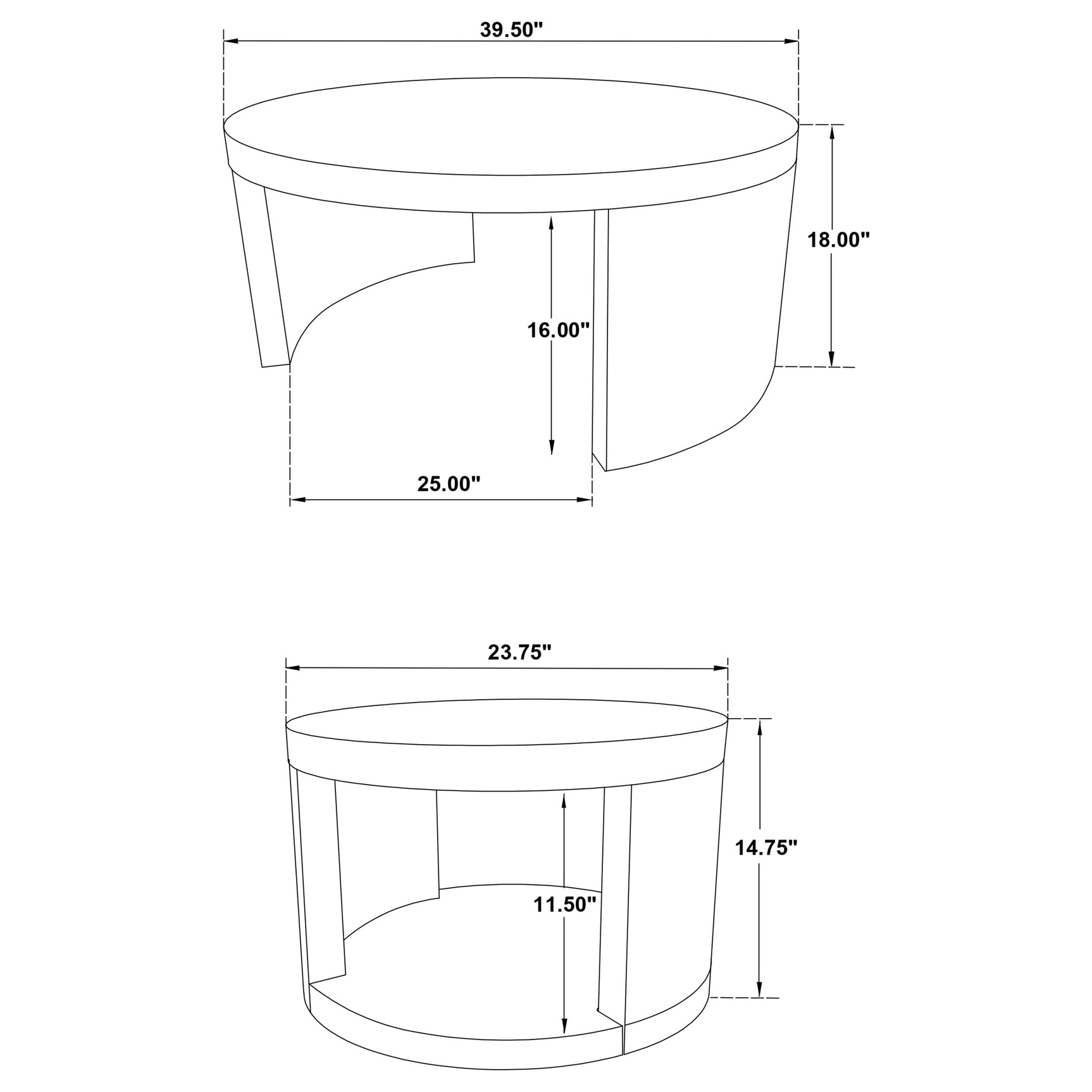 Sweeney Black 2-piece Round Wood Occasional Nesting Table Set - Ornate Home