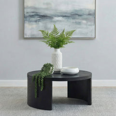 Sweeney Black 39-inch Round Wood Occasional Cocktail Coffee Table - Ornate Home