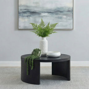 Sweeney Black 39-inch Round Wood Occasional Cocktail Coffee Table - Ornate Home