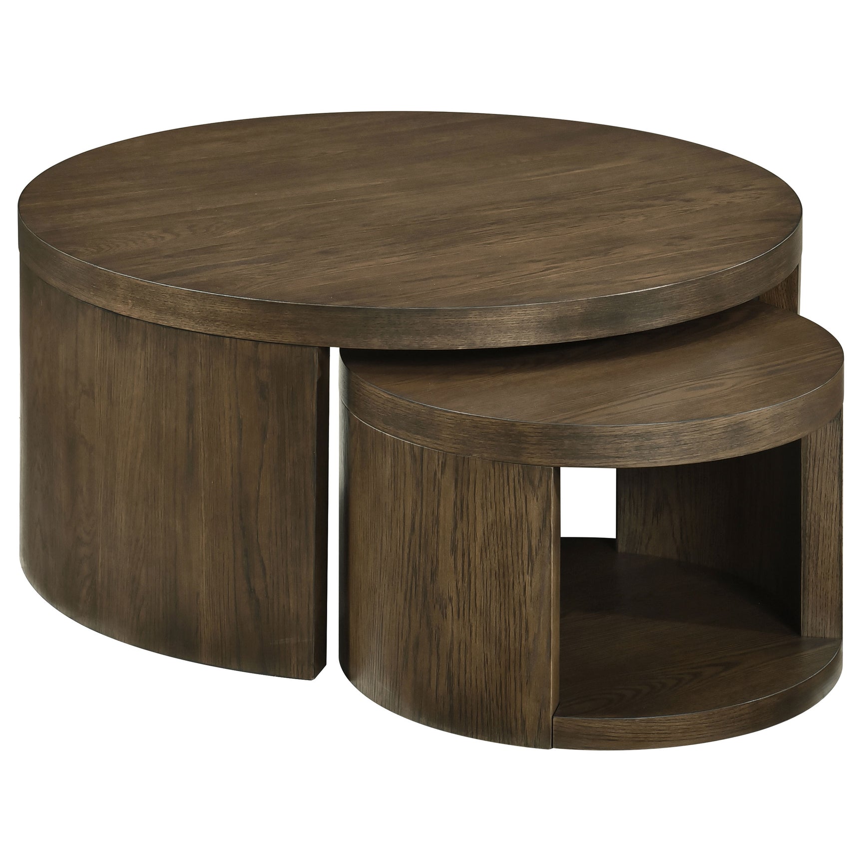 Sweeney Dark Walnut 2-piece Round Wood Occasional Nesting Table Set - Ornate Home