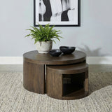 Sweeney Dark Walnut 2-piece Round Wood Occasional Nesting Table Set - Ornate Home