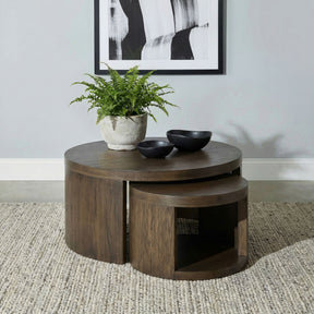 Sweeney Dark Walnut 2-piece Round Wood Occasional Nesting Table Set - Ornate Home