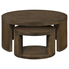 Sweeney Dark Walnut 2-piece Round Wood Occasional Nesting Table Set - Ornate Home