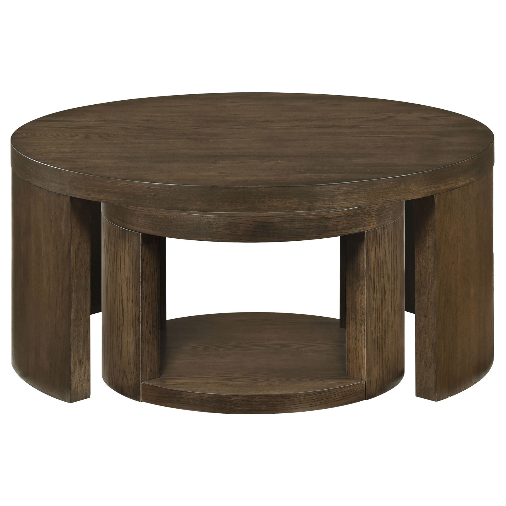 Sweeney Dark Walnut 2-piece Round Wood Occasional Nesting Table Set - Ornate Home