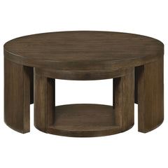 Sweeney Dark Walnut 2-piece Round Wood Occasional Nesting Table Set - Ornate Home