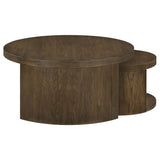 Sweeney Dark Walnut 2-piece Round Wood Occasional Nesting Table Set - Ornate Home