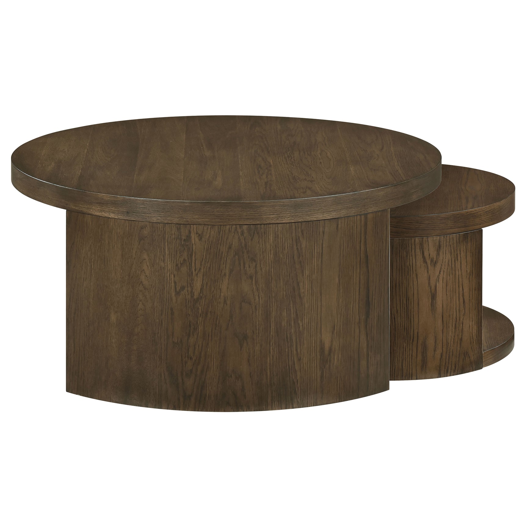 Sweeney Dark Walnut 2-piece Round Wood Occasional Nesting Table Set - Ornate Home