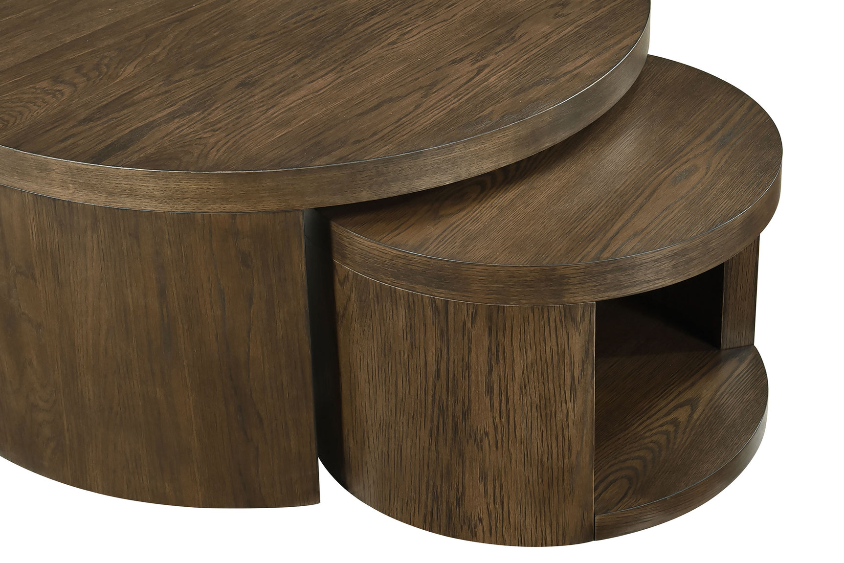 Sweeney Dark Walnut 2-piece Round Wood Occasional Nesting Table Set - Ornate Home