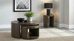 Sweeney Dark Walnut 2-piece Round Wood Occasional Nesting Table Set - Ornate Home