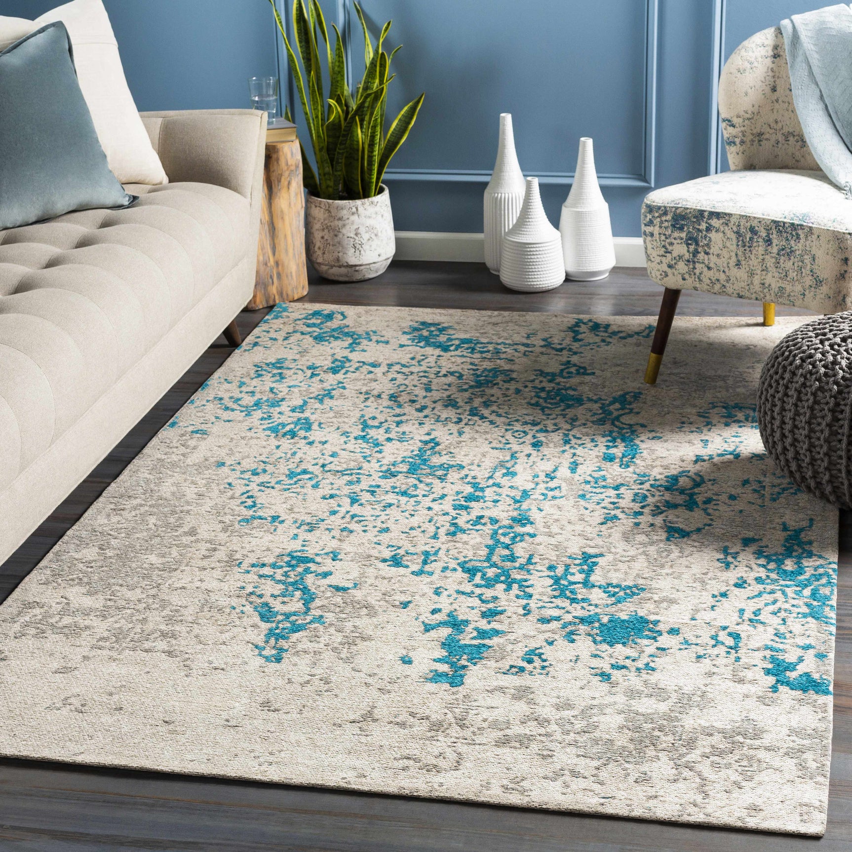 Sweeny Beige/Blue Abstract Area Rug - Clearance - Ornate Home
