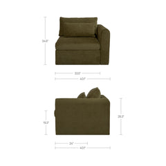 Swift Dark Green Right Arm Facing Chair - Ornate Home