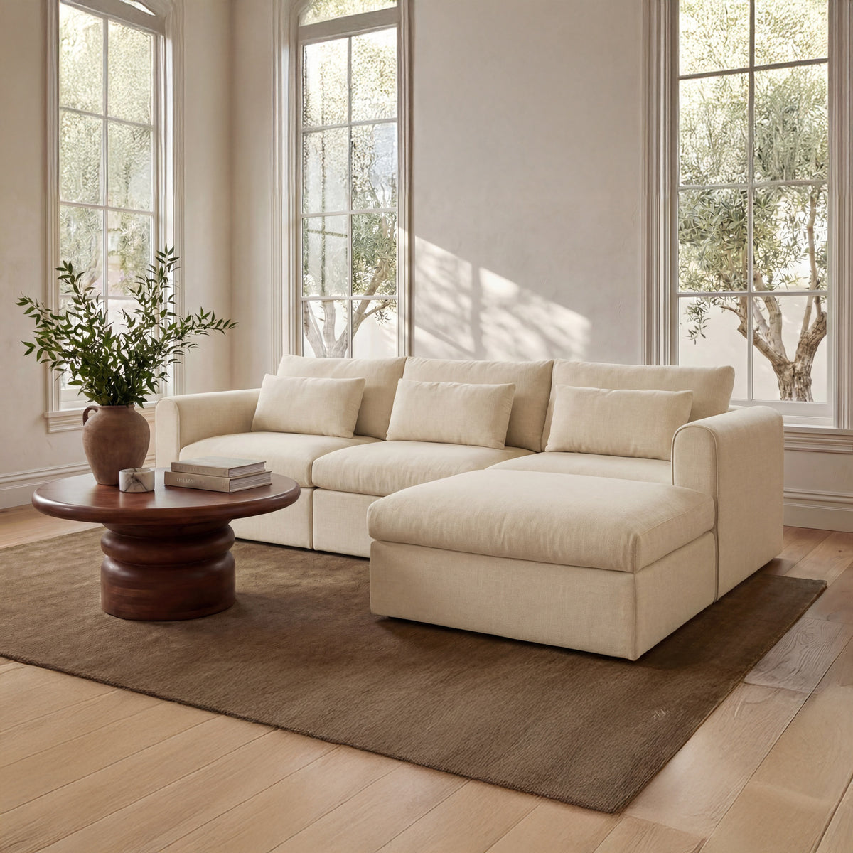 Swift Light Beige Storage Ottoman - Ornate Home