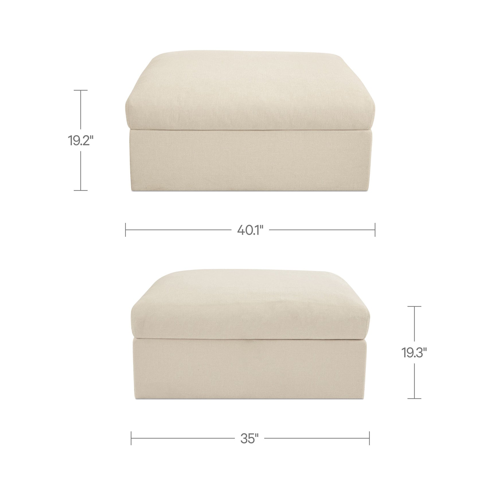 Swift Light Beige Storage Ottoman - Ornate Home