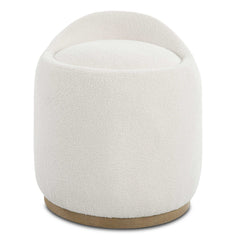 Swirl White Swivel Sheepskin Ottoman - Ornate Home