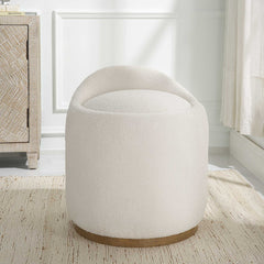 Swirl White Swivel Sheepskin Ottoman - Ornate Home