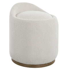 Swirl White Swivel Sheepskin Ottoman - Ornate Home