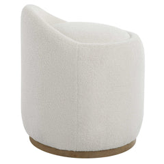 Swirl White Swivel Sheepskin Ottoman - Ornate Home