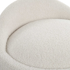 Swirl White Swivel Sheepskin Ottoman - Ornate Home