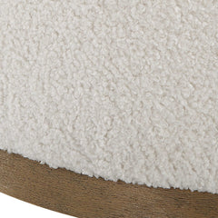 Swirl White Swivel Sheepskin Ottoman - Ornate Home