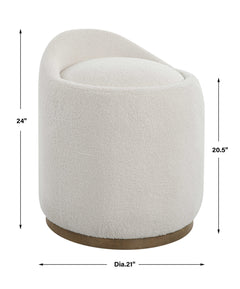 Swirl White Swivel Sheepskin Ottoman - Ornate Home