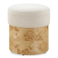 Swirls Poplar Ivory Ottoman - Ornate Home