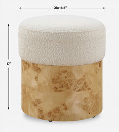 Swirls Poplar Ivory Ottoman - Ornate Home